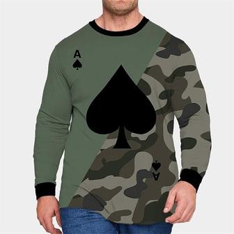 Men's T Shirt Tee Graphic Prints Poker Crew Neck Army Green Light Gray Dark Gray 3d Print Plus Size Outdoor Street Clothing Apparel Basic Designer Comfortable Big And Tall - Seseable