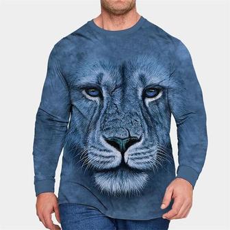 Men's T Shirt Tee Lion Graphic Prints Crew Neck Blue Brown Gray 3d Print Plus Size Outdoor Street Clothing Apparel Basic Designer Comfortable Big And Tall - Thegiftio UK