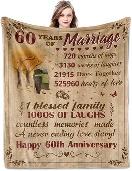60th Wedding Gifts For Her 60th Wedding Anniversary Fleece Blanket Gifts For Couple 60th Anniversary Couples Gifts For Parents Marriage Gifts For, Dad, Mom, Grandpa, Grandma, Grandparents - Thegiftio UK