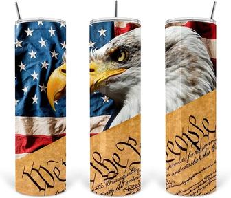 American Flag Eagle We The People Skinny Tumbler Stainless Steel Vacuum Insulated Travel Coffee Mug Slim Water Cup - Thegiftio