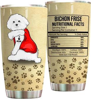 Bichon Frise Nutritional Fact I Love Mom Stainless Steel Vacuum Insulated Travel Tumbler 20oz For Ice Drink, Hot Beverage - Thegiftio UK