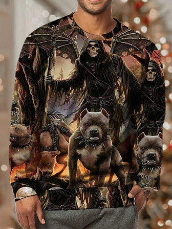 Men Witch Dogs Animals Pattern Halloween Sweatshirt - Thegiftio UK