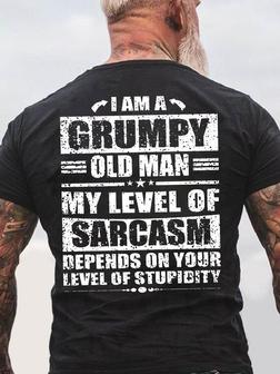 Men's I Am Grumpy Old Man Funny Text Letters Casual T-shirt - Seseable