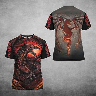 Men's T Shirt Tee Dragon Graphic Prints Crew Neck Red 3d Print Outdoor Street Short Sleeve Print Clothing Apparel Sports Designer Casual Big And Tall / Summer / Summer - Seseable