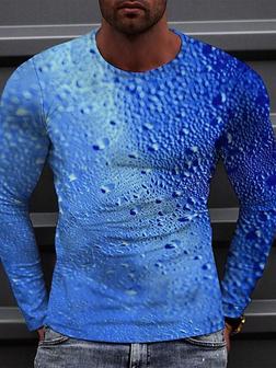 Men's Tee T Shirt Tee 3d Print Graphic Paisley Round Neck Casual Daily 3d Print Long Sleeve Tops Elegant Casual Fashion Blue - Seseable