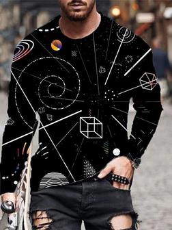 Men's Tee T Shirt Tee Shirt 3d Print Floral Graphic Astronaut Plus Size Crew Neck Casual Daily Print Long Sleeve Tops Basic Designer Slim Fit Big And Tall Black / White White Black - Thegiftio UK