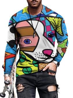 Men's Tee T Shirt Tee Shirt 3d Print Graphic Color Block Animal Plus Size Crew Neck Casual Daily Print Long Sleeve Tops Basic Designer Slim Fit Big And Tall Blue Pink Royal Blue - Seseable