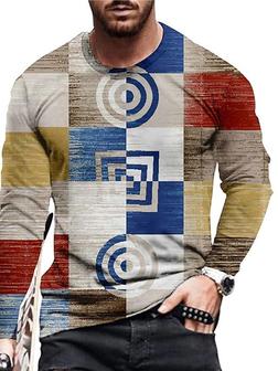 Men's Unisex T Shirt Tee 3d Print Color Block Graphic Prints Crew Neck Daily Holiday Print Long Sleeve Tops Casual Designer Big And Tall Blue Gray - Seseable