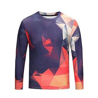 Men's Unisex T Shirt Tee 3d Print Color Block Graphic Prints Crew Neck Street Daily Print Long Sleeve Tops Designer Basic Casual Big And Tall Blue - Seseable