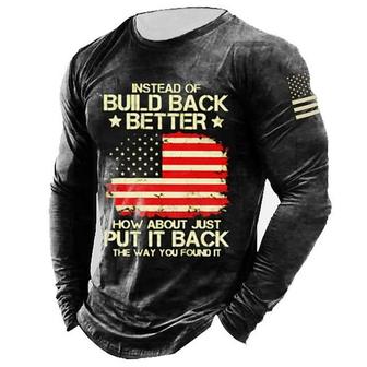 Men's Unisex T Shirt Tee 3d Print Graphic Prints National Flag Letter Crew Neck Daily Holiday Print Long Sleeve Tops Lightweight Casual Classic Big And Tall Black - Thegiftio UK