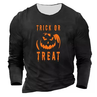 Men's Unisex T Shirt Tee 3d Print Graphic Prints Pumpkin Crew Neck Halloween Street Patchwork Print Long Sleeve Tops Designer Casual Big And Tall Sports Black Army Green Navy Blue - Thegiftio UK