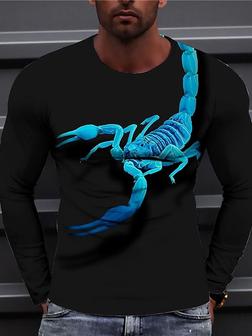 Men's Unisex T Shirt Tee 3d Print Graphic Prints Scorpion Crew Neck Daily Holiday Print Long Sleeve Tops Casual Designer Big And Tall Black - Seseable