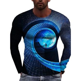 Men's Unisex T Shirt Tee 3d Print Graphic Prints Technology Crew Neck Street Daily Print Long Sleeve Tops Basic Casual Classic Big And Tall Blue - Seseable