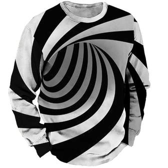 Men's Unisex T Shirt Tee 3d Print Optical Illusion Graphic Prints Geometry Crew Neck Street Daily Print Long Sleeve Tops Designer Basic Casual Big And Tall Black - Seseable