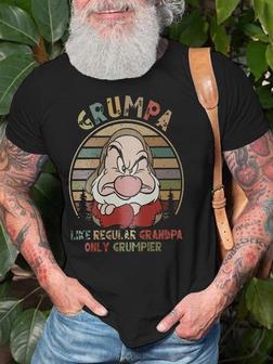 Men's Vintage Grumpa Like Regular Grandpa Only Grummpier Funny Text Letters Loose Casual T-shirt - Thegiftio UK