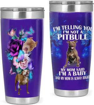 Pit Bull Funny Rose Purple And My Mom Is Always Right Stainless Steel Travel Tumbler 20oz Vacuum Insulated Coffee Cup For Ice Drink, Hot Beverage - Thegiftio UK