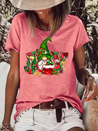 Women's Christmas Gnome Joy -blend Casual Loose T-shirt - Thegiftio UK