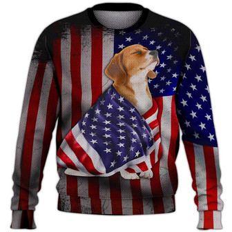 Beagle America Sweater, Beagle Sweater, Dog Sweater For Humans Christmas Sweater 3D Print Crewneck Men Women Sweater, Men Women 3D Print Sweater - Thegiftio UK