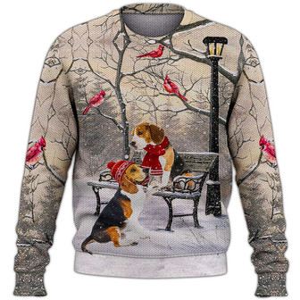 Beagle Christmas Sweater, Dog Sweater For Humans Christmas Sweater 3D Print Crewneck Men Women Sweater, Men Women 3D Print Sweater - Thegiftio UK