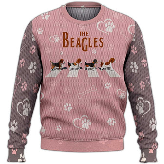 The Beagles Sweater, Dog Sweater For Humans Christmas Sweater 3D Print Crewneck Men Women Sweater, Men Women 3D Print Sweater - Thegiftio UK