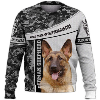 Best German Shepherd Dad Ever Sweater, German Shepherd Sweater, Dog Sweater For Humans Christmas Sweater 3D Print Crewneck Men Women Sweater, Men Women 3D Print Sweater - Thegiftio UK