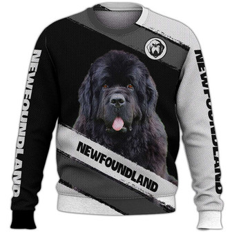 Black Newfoundland Dog Sweater, Newfoundland Sweater, Dog Sweater For Humans Christmas Sweater 3D Print Crewneck Men Women Sweater, Men Women 3D Print Sweater - Thegiftio UK