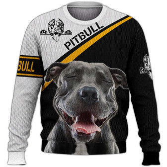 Black Funny Pitbull Sweater, Dog Sweater For Humans Christmas Sweater 3D Print Crewneck Men Women Sweater, Men Women 3D Print Sweater - Thegiftio UK