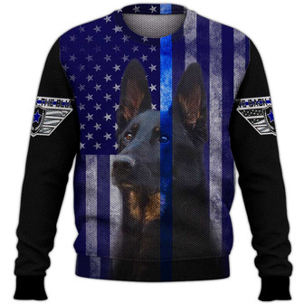 Back The Blue German Shepherd Sweater, German Shepherd Sweater, Dog Sweater For Humans Christmas Sweater 3D Print Crewneck Men Women Sweater, Men Women 3D Print Sweater - Thegiftio UK