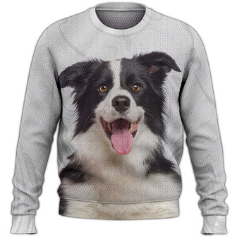 Border Collie Sweater, Dog Sweater For Humans Christmas Sweater 3D Print Crewneck Men Women Sweater, Men Women 3D Print Sweater - Thegiftio UK