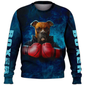 Boxer Boxing Sweater, Boxer Sweater, Dog Sweater For Humans Christmas Sweater 3D Print Crewneck Men Women Sweater, Men Women 3D Print Sweater - Thegiftio UK
