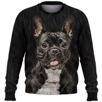 Bull Dog Sweater, Dog Sweater For Humans Christmas Sweater 3D Print Crewneck Men Women Sweater, Men Women 3D Print Sweater - Thegiftio UK