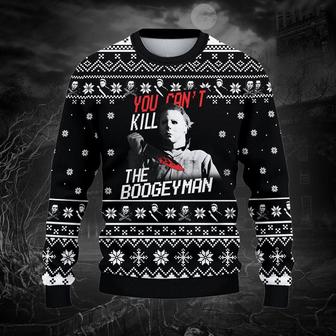 You Can't Kill The Boogeyman Halloween Ugly Christmas Sweater, Michael Myers Funny Christmas Sweater, Woolen Sweater, Wool Knit Sweater, Men Women 3D Print Sweater - Thegiftio UK