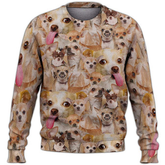 Chihuahuas Cute Face Sweater, Chihuahua Sweater, Dog Sweater For Humans Christmas Sweater 3D Print Crewneck Men Women Sweater, Men Women 3D Print Sweater - Thegiftio UK