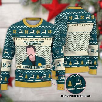 Christmas Charlie Swan Ugly Christmas Sweater, Twilight Saga New Moon Christmas Sweater, Woolen Sweater, Wool Knit Sweater, Men Women 3D Print Sweater - Thegiftio UK