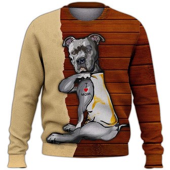 Crazy Pitbull Mom Sweater, Pitbull Sweater, Dog Sweater For Humans Christmas Sweater 3D Print Crewneck Men Women Sweater, Men Women 3D Print Sweater - Thegiftio UK