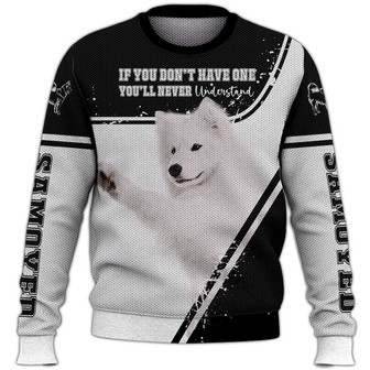 Cute White Samoyed Dog Sweater, Samoyed Sweater, Dog Sweater For Humans Christmas Sweater 3D Print Crewneck Men Women Sweater, Men Women 3D Print Sweater - Thegiftio UK