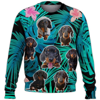 Dachshund Baby Hawaiian Sweater, Dachshund Sweater, Dog Sweater For Humans Christmas Sweater 3D Print Crewneck Men Women Sweater, Men Women 3D Print Sweater - Thegiftio UK