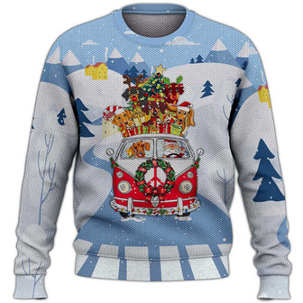 Dachshund Christmas Sweater, Dog Sweater For Humans Christmas Sweater 3D Print Crewneck Men Women Sweater, Men Women 3D Print Sweater - Thegiftio UK