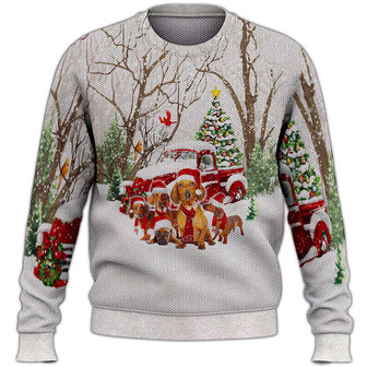 Dachshund Christmas Sweater, Dog Sweater For Humans Christmas Sweater 3D Print Crewneck Men Women Sweater, Men Women 3D Print Sweater - Thegiftio UK