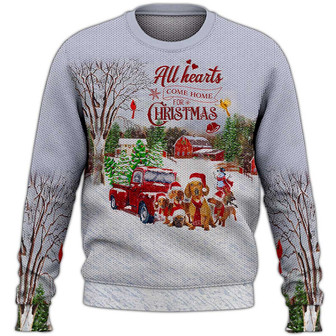 Dachshund Dog Christmas Sweater, Dog Sweater For Humans Christmas Sweater 3D Print Crewneck Men Women Sweater, Men Women 3D Print Sweater - Thegiftio UK