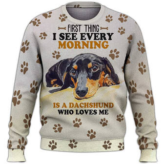 Dachshund Who Loves Me Sweater, Dog Sweater For Humans Christmas Sweater 3D Print Crewneck Men Women Sweater, Men Women 3D Print Sweater - Thegiftio UK