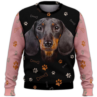 Dachshund Paw Colorful Sweater, Dachshund Sweater, Dog Sweater For Humans Christmas Sweater 3D Print Crewneck Men Women Sweater, Men Women 3D Print Sweater - Thegiftio UK