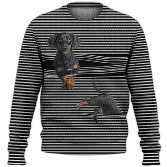 Dachshund Sweater, Dog Sweater For Humans Christmas Sweater 3D Print Crewneck Men Women Sweater, Men Women 3D Print Sweater - Thegiftio UK