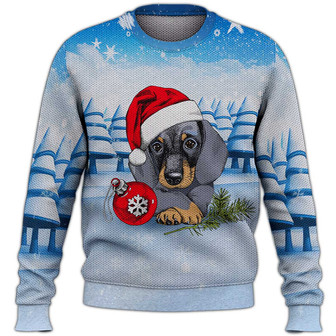 Dachshund Sweater, Dog Sweater For Humans Christmas Sweater 3D Print Crewneck Men Women Sweater, Men Women 3D Print Sweater - Thegiftio UK