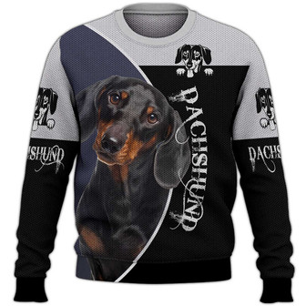 Dachshund Sweater, Dog Sweater For Humans Christmas Sweater 3D Print Crewneck Men Women Sweater, Men Women 3D Print Sweater - Thegiftio UK