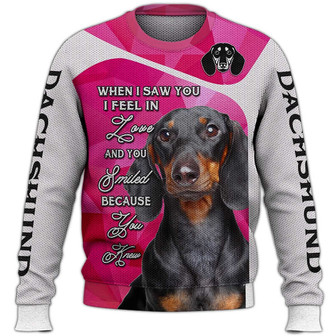 Dachshund When I Saw You Sweater, Dachshund Sweater, Dog Sweater For Humans Christmas Sweater 3D Print Crewneck Men Women Sweater, Men Women 3D Print Sweater - Thegiftio UK