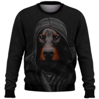 Dobermann Sweater, Dog Sweater For Humans Christmas Sweater 3D Print Crewneck Men Women Sweater, Men Women 3D Print Sweater - Thegiftio UK