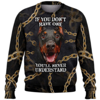 Dobermann Sweater, Dog Sweater For Humans Christmas Sweater 3D Print Crewneck Men Women Sweater, Men Women 3D Print Sweater - Thegiftio UK