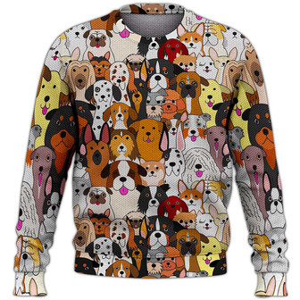 Dog Cute Sweater, Dog Sweater For Humans Christmas Sweater 3D Print Crewneck Men Women Sweater, Men Women 3D Print Sweater - Thegiftio UK