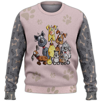 Dog Cute Sweater, Dog Sweater For Humans Christmas Sweater 3D Print Crewneck Men Women Sweater, Men Women 3D Print Sweater - Thegiftio UK